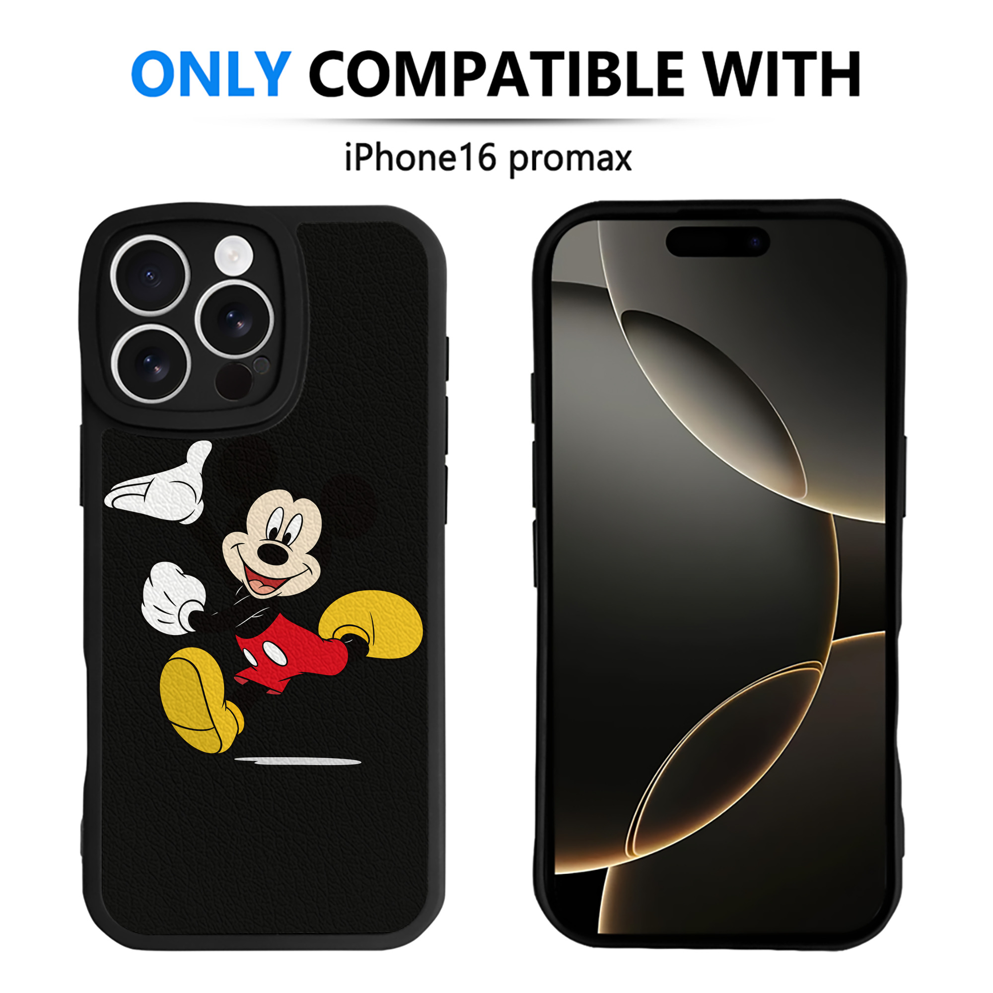 （画像用） ミッキーマウス Mickey Mouse 【iPhone 16シリーズ対応】シリコンスマホケース（レザー調） 材質：シリコン